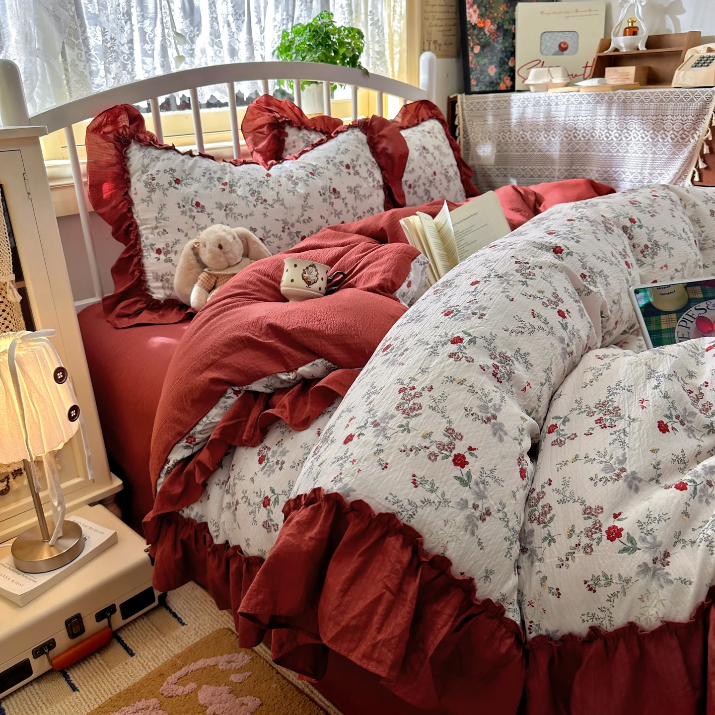 Aesthetic Floral Duvet Cover - Fransız Vintage Estetiği Yatak Takımı, Kırsal