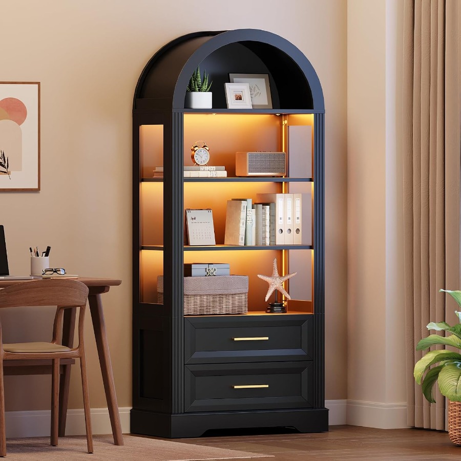 Storage & Organization - Vitrin Dolabı, 2 Çekmeceli, Yüksek, Kemerli