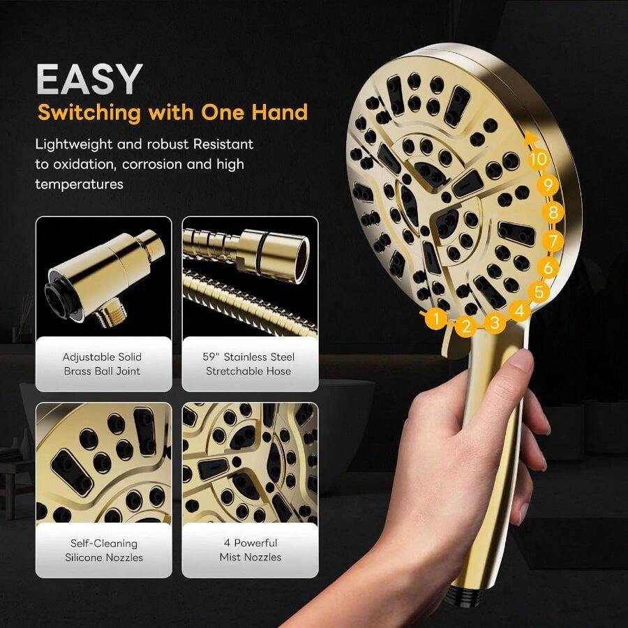 Yüksek Basınçlı, 10 Farklı Püs - High Pressure Shower Head Handheld incelemesi ve fiyatı