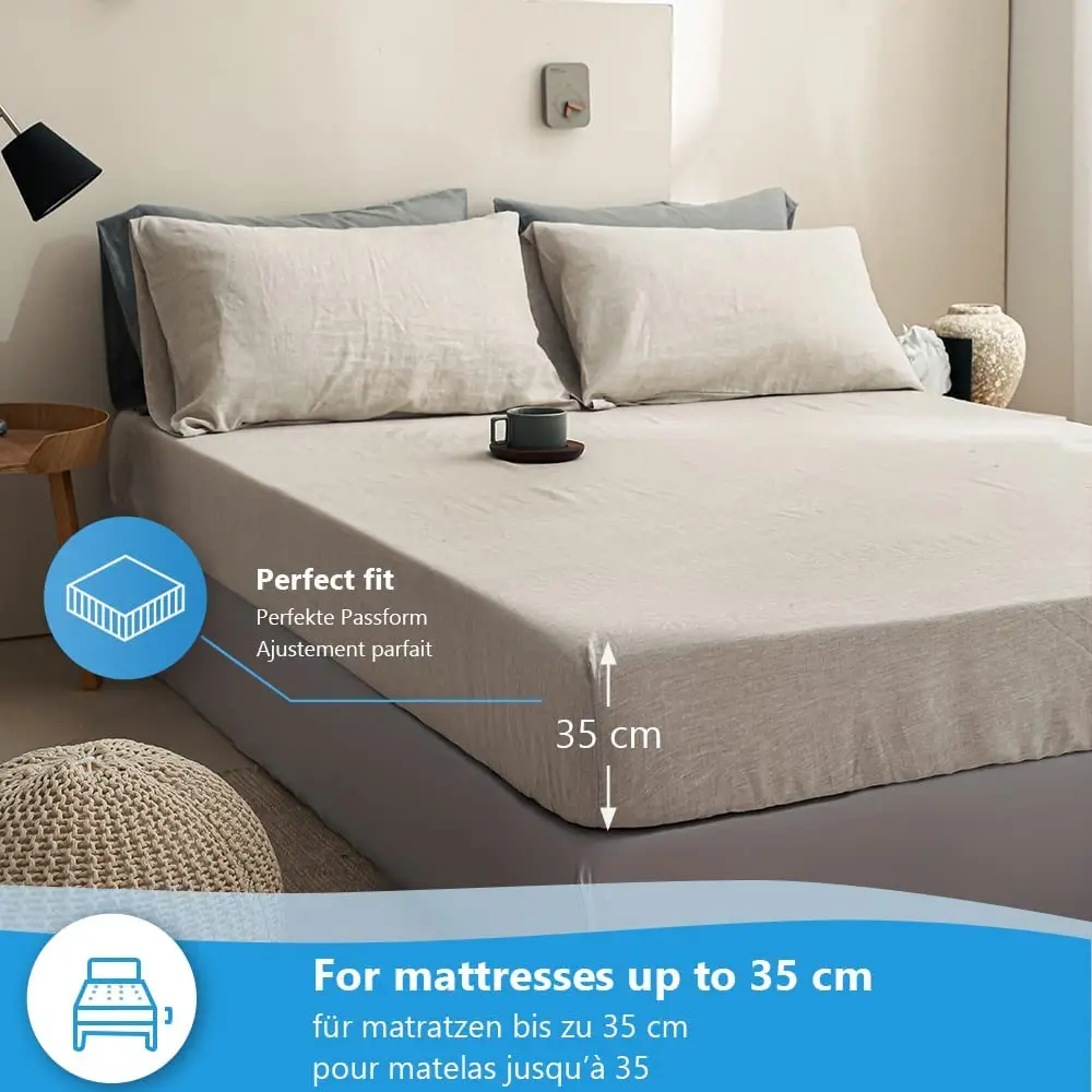 Saf Keten Çarşaf, 35 cm Derin  - Fitted Bed Sheets Deep Pocket incelemesi ve fiyatı